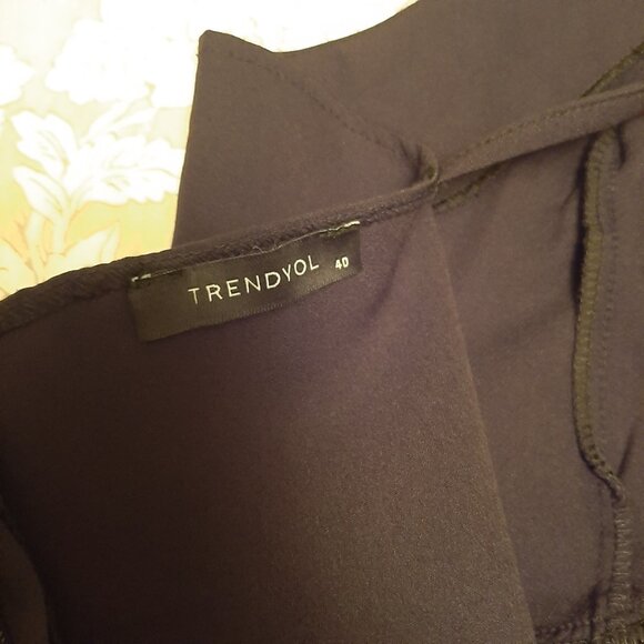 TRENDYOL Black V-Neck Sleeveless A-Line Flowy Cocktail Dress - Size 40 - Picture 11 of 11